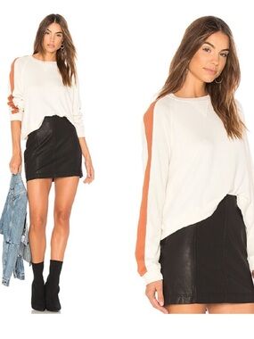 The Great Cropped College Sweatshirt washed white rust 2